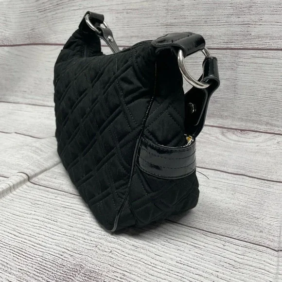 Vera Bradley Black Quilted Microfiber Shoulder Bag with Patented Leather Strap - Picture 10 of 14